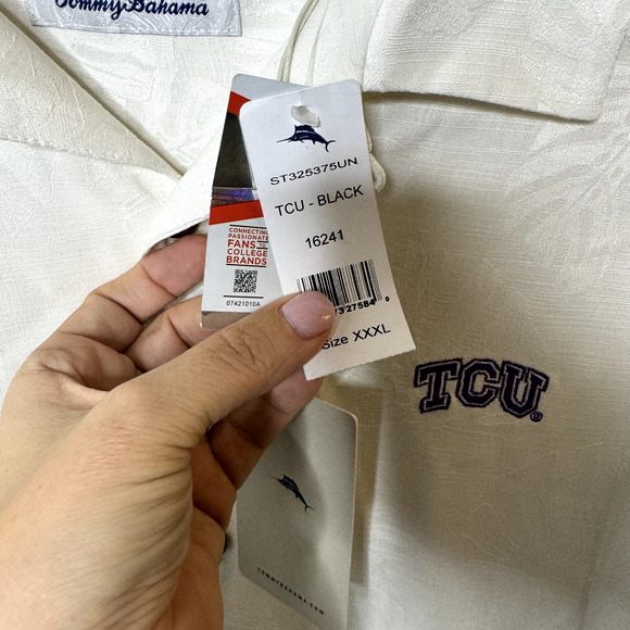 NWT Tommy Bahama Silk TCU Texas Christain University Camp Shirt Mens 3XL - Picture 7 of 11